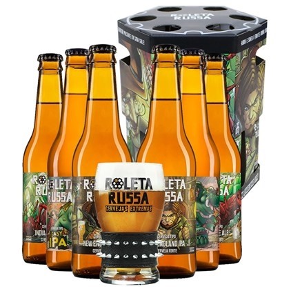 Kit Cerveja Roleta Russa 6 Cerv E 1 Copo
